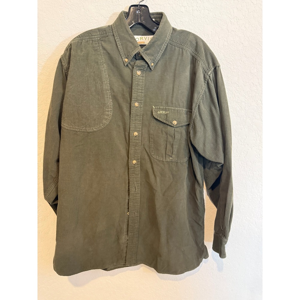 LLBean Corduroy Shirt Mens Medium Reg Green L.L.Bean LL Bean Cotton Longsleeve